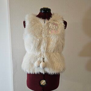 Hello Kitty white faux fur vest kids XL adult S